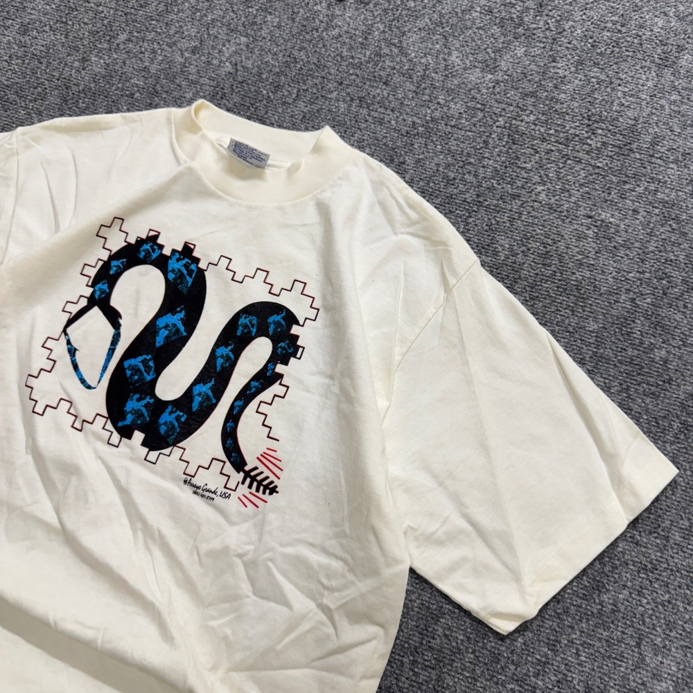 VINTAGE ALL Sports Snake Patterned T-shirt Men's XL 100% Cotton Single Stitch